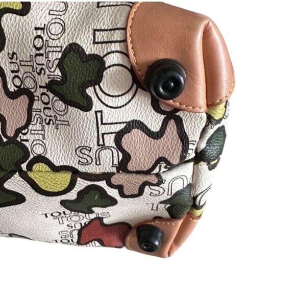 Womens Multicolor Print Tote Bag with Tan Leather Handles & Accents - Picture 10 of 16